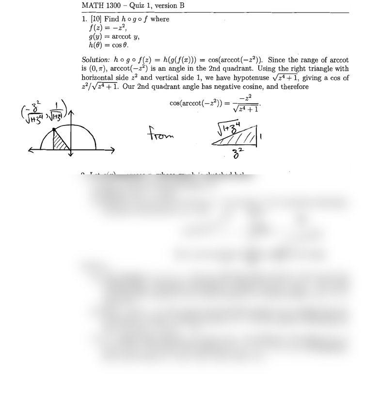 MATH 1300 Study Guide Fall 2014, Quiz Inverse Trigonometric