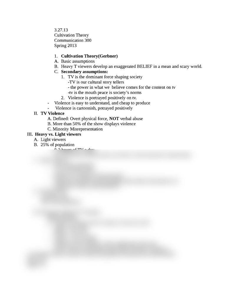 cultivation theory study this for midterm cultivation theory
