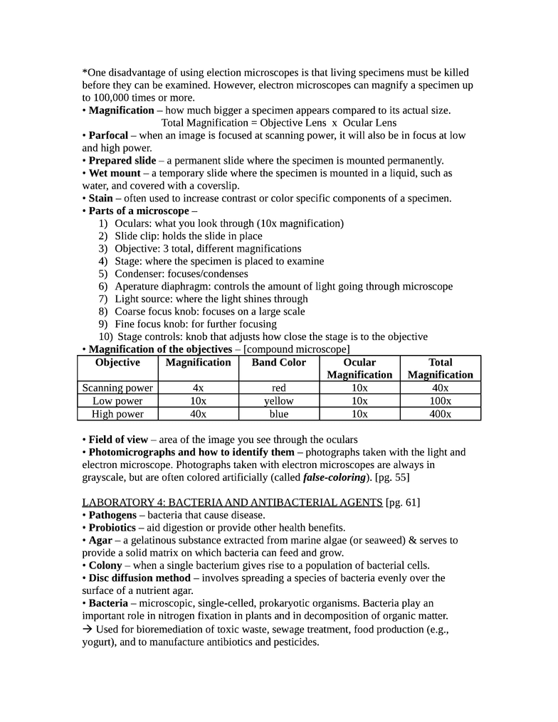 BIOL 1103 Final Bio Lab STUDY GUIDE FOR BIOLOGY LAB FINAL EXAM (full