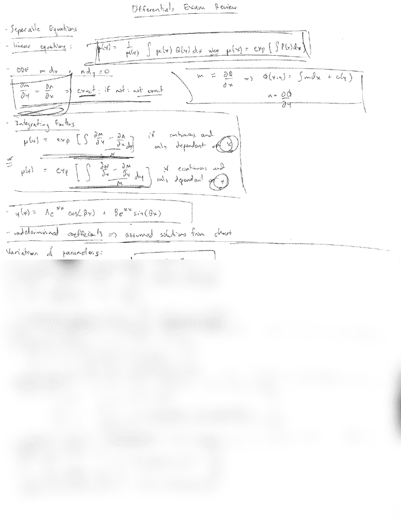 MATH 2271 Final General Differential Equations Exam Review 2 OneClass