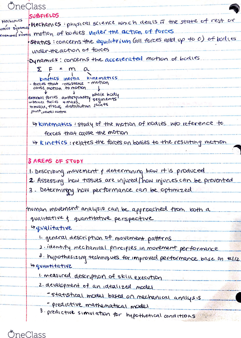KINE 3030 Final Exam Guide Comprehensive Notes for the exam ( 48